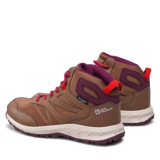 Boots Jack Wolfskin Woodland Texapore Mid K 4042152 Brown/Pink 5 Boots Jack Wolfskin Woodland Texapore Mid K 4042152 Brown/Pink – Image 3